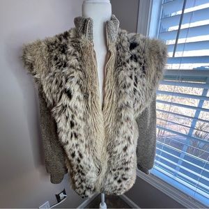 Vintage faux fur jacket coat with sweater sleeves